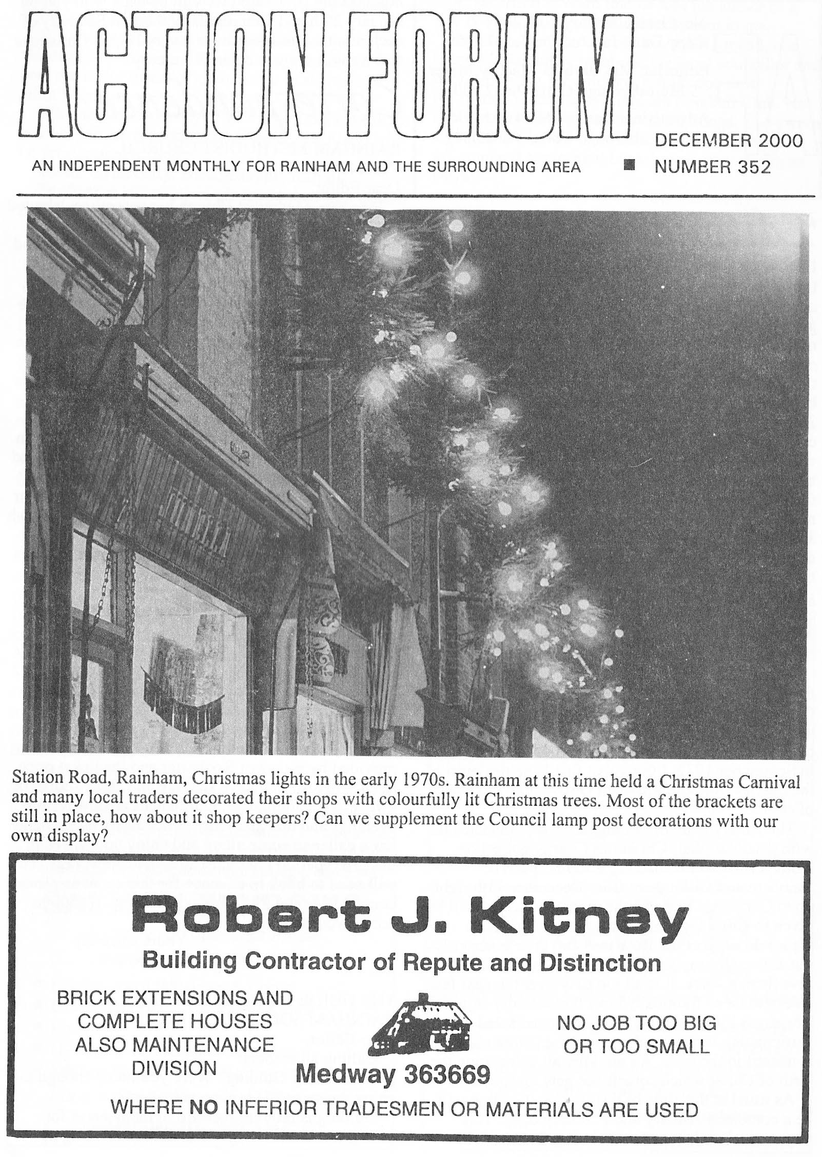 Cover photo of Rainham Christmas lights in 1970s 