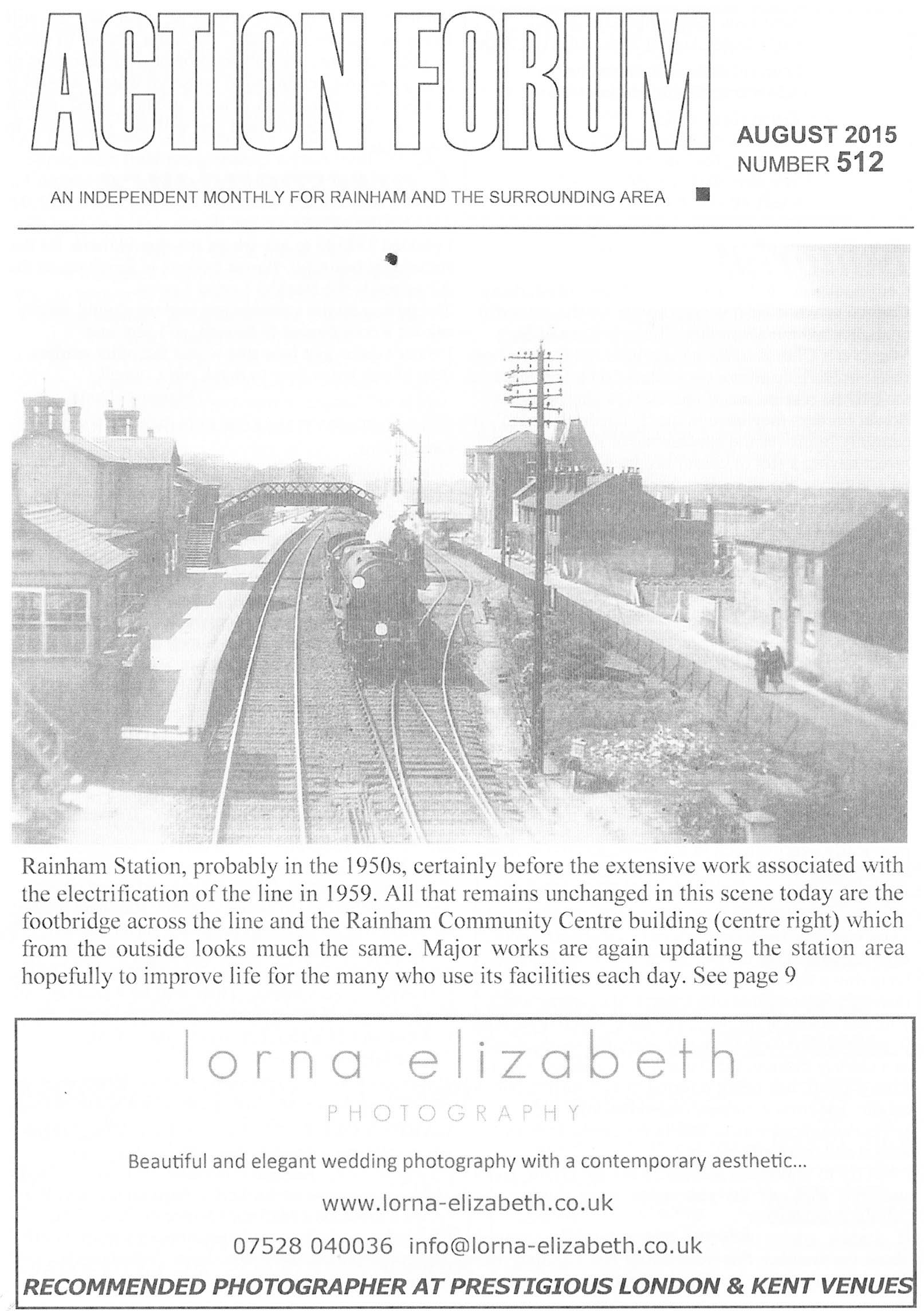 Cover photo of Rainham station in the 1950s.