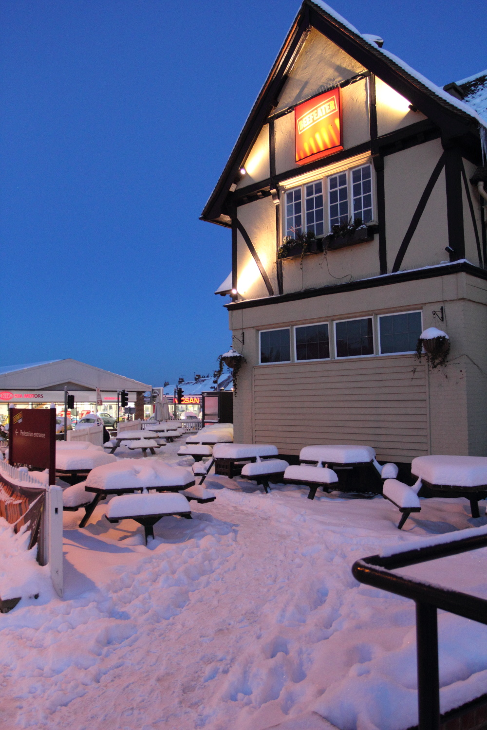 Manor Farm Beefeater Pub Restaurant in snow 2010