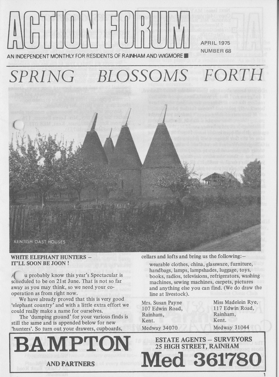 Action Forum magazine number 68, April 1975 The cover featured a photo of Kentish Oast houses 