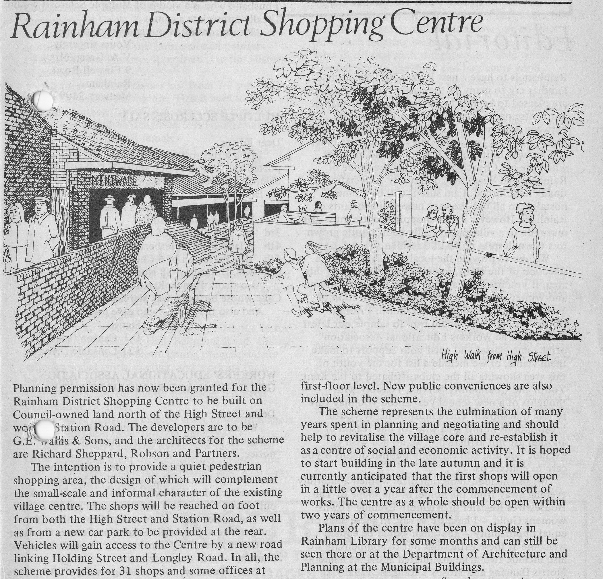 Rainham Kent Shopping Centre Plans 1970s (AF 1976)