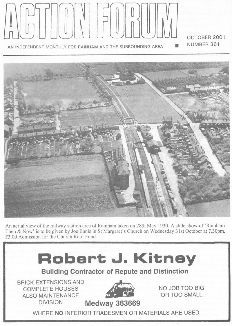 Cover photo is an aerial shot of Rainham taken on 28th May 1930 to promote a talk about Rainham Then and Now