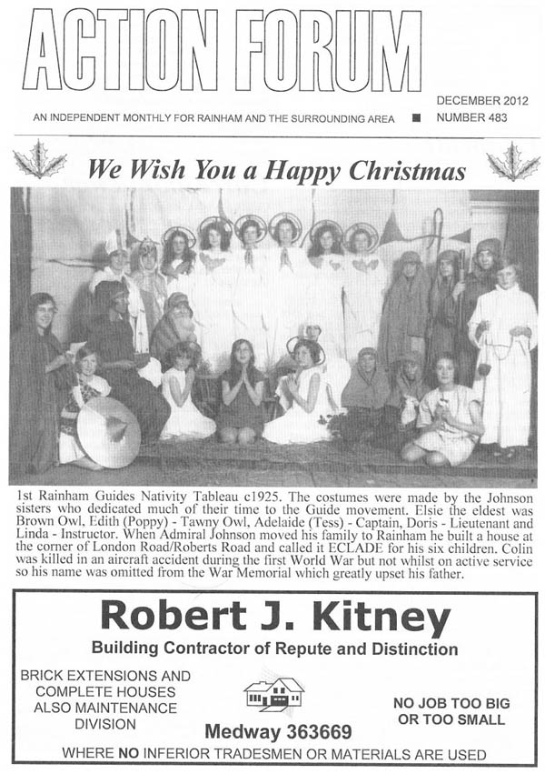Cover photo of 1st Rainham Guides Nativity Tableau 1925
