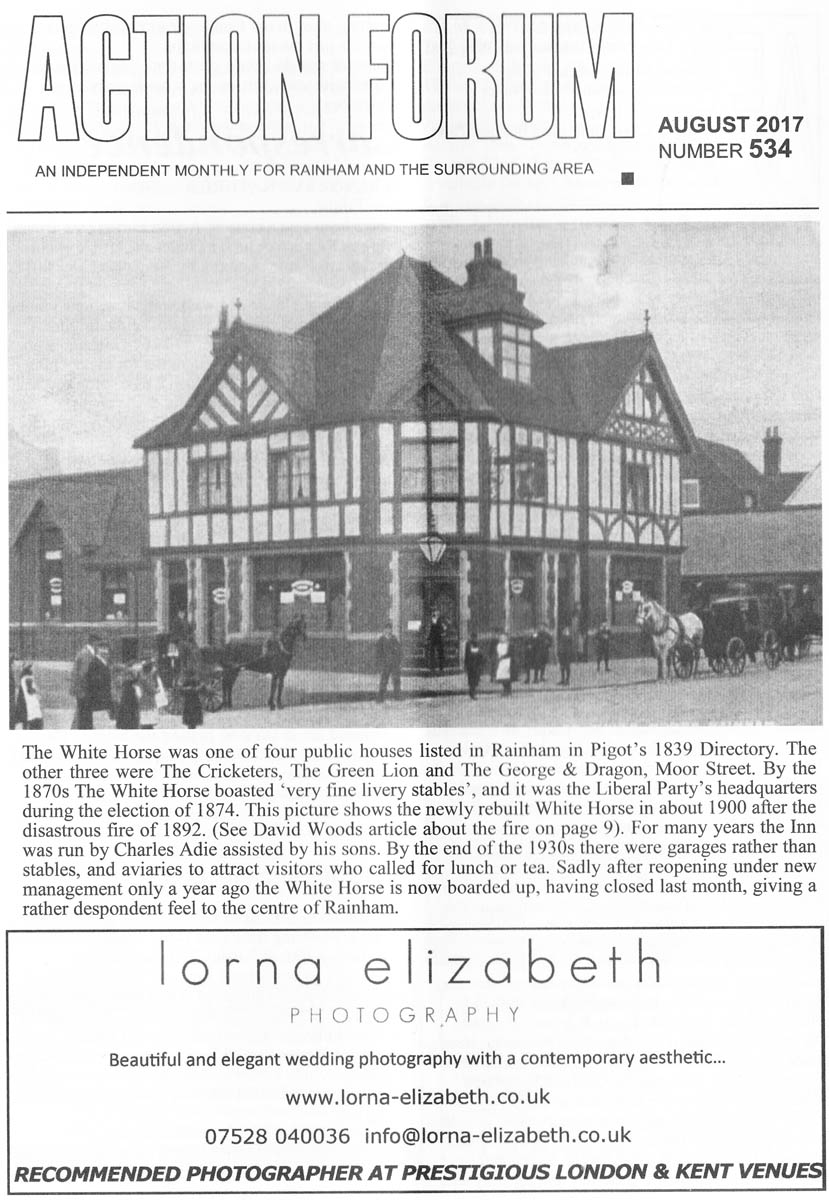 Cover photo of White Horse Pub Rainham in around 1900.