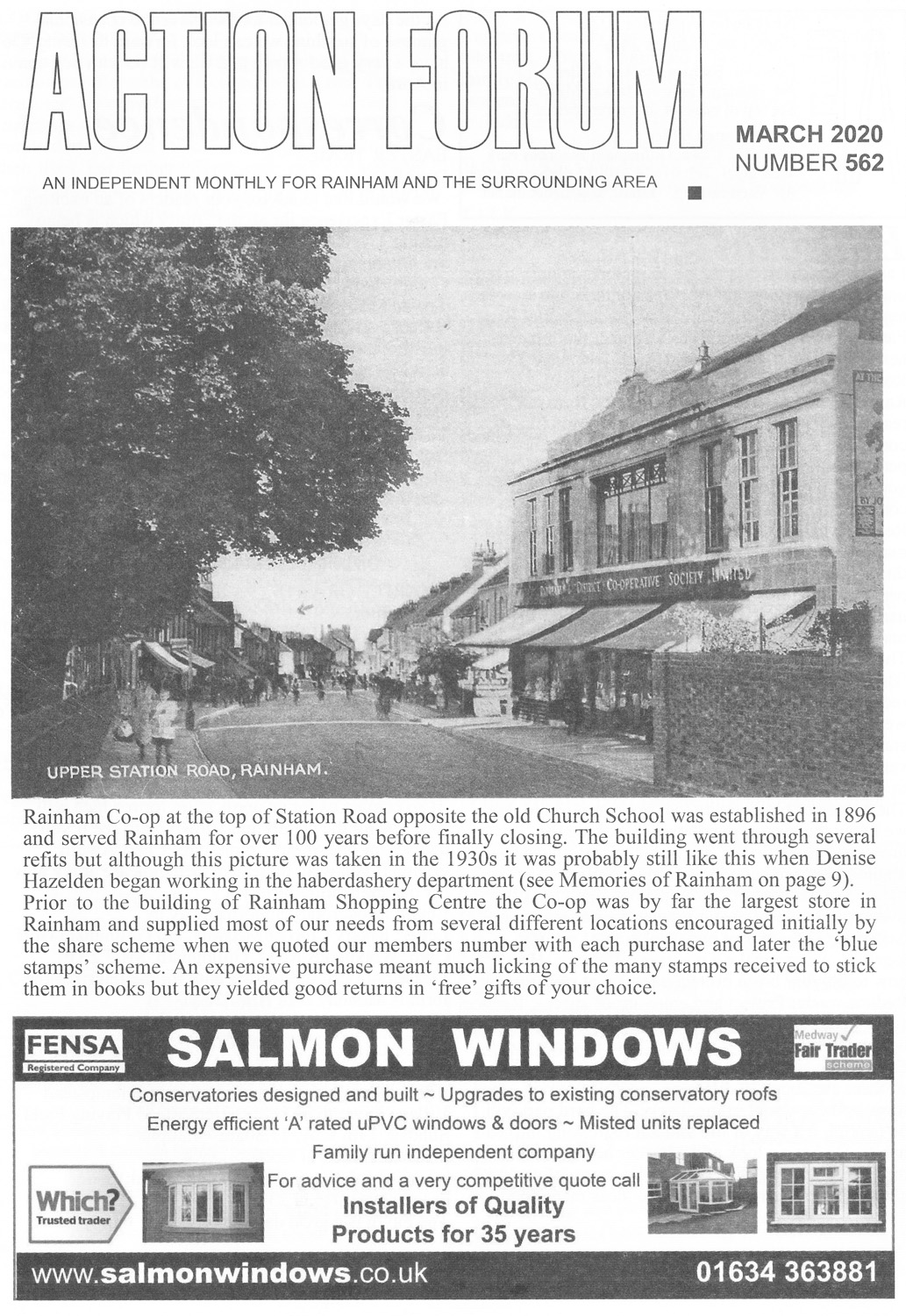 Cover photo of Rainham Cooperative Station Road 1930
