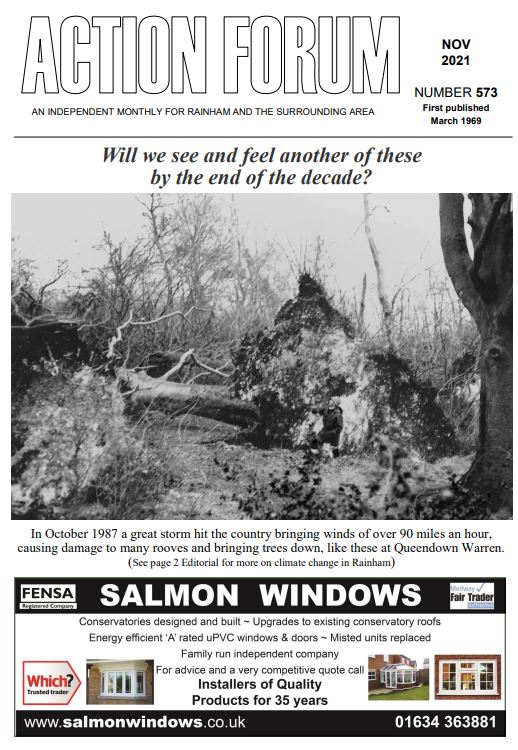 Action Forum magazine number 573,November 2021. Cover picture is of Queendown Warren after 1987 storm