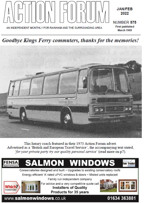 Action Forum magazine number 575, January/February 2022.  Cover picture is of a Kings Ferry Coach from their 1973 advert