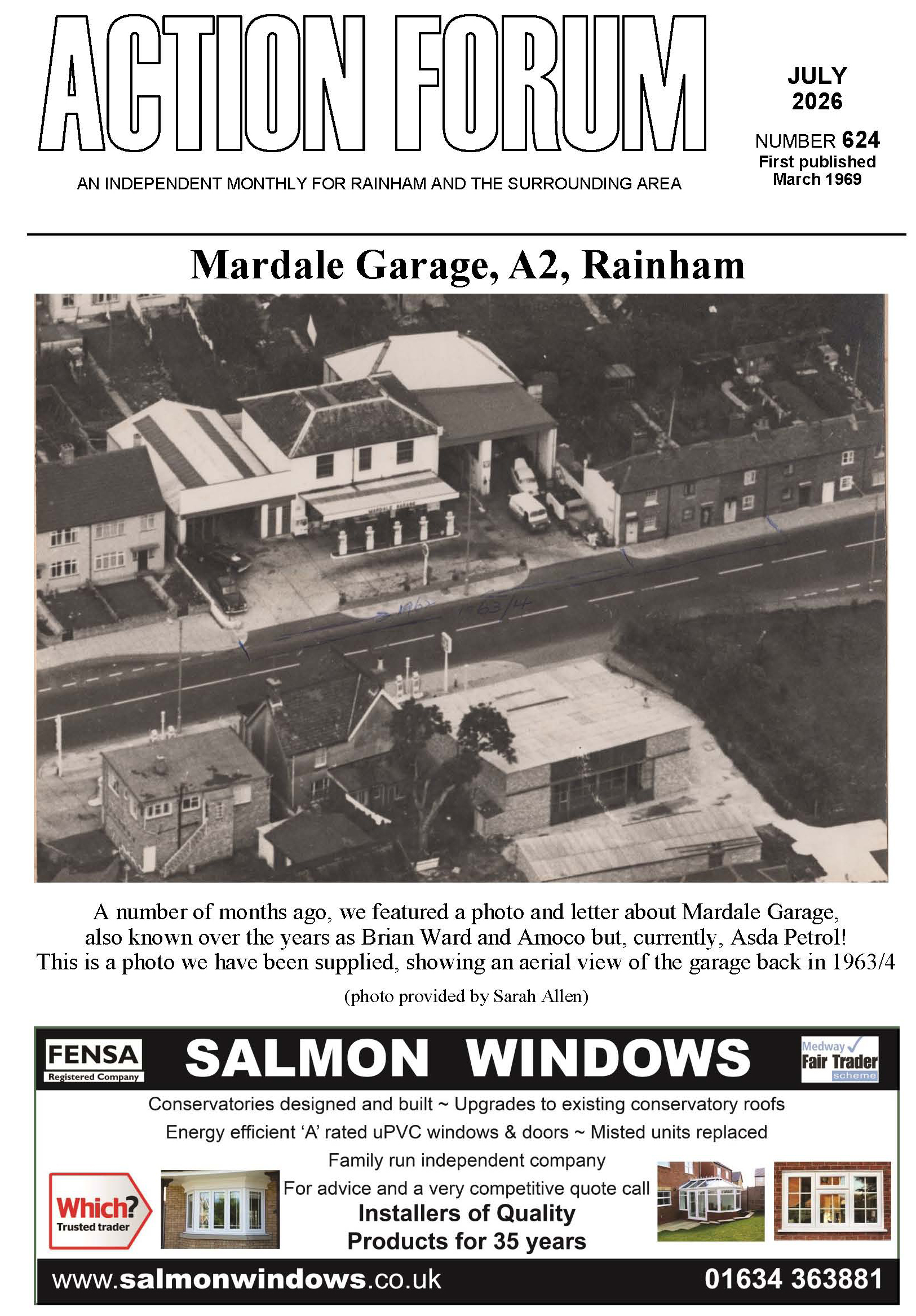 Cover photo is an aerial photo of Mardale Garage Rainham in 1963/64 showing the site of STS Man on Wheels and Asda petrol station