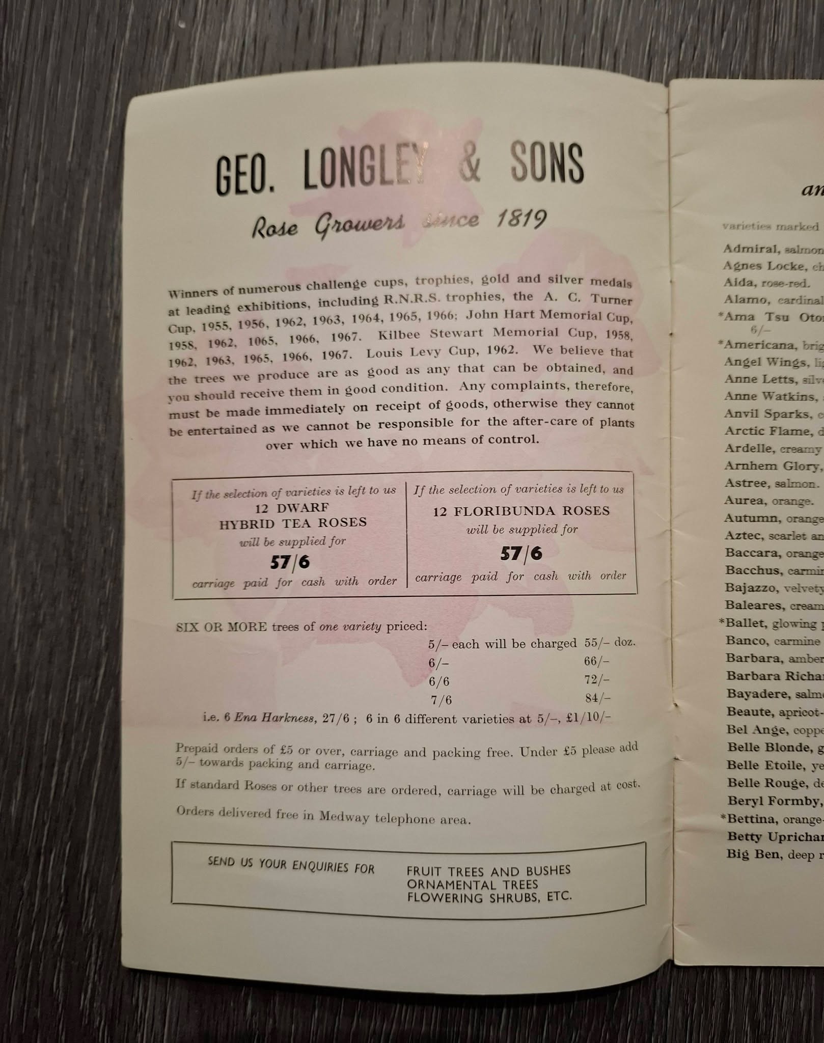 George Longley & Sons Berengrave Nurseries Rainham Kent 1968