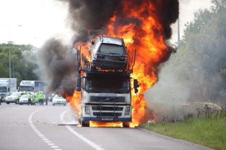 Car transporter fire on M2 Motorway