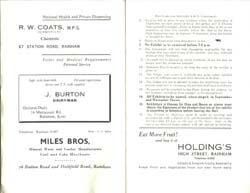 Programme for Rainham Horticultural Society Show 1957 programme